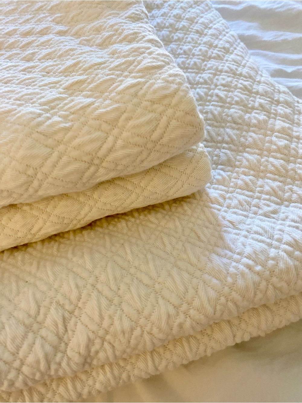 Peacock Alley Alyssa Matelassé Covelet and two shams set in natural